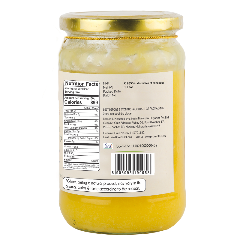 A2 Cow Ghee | 1  ltr | Praakritik